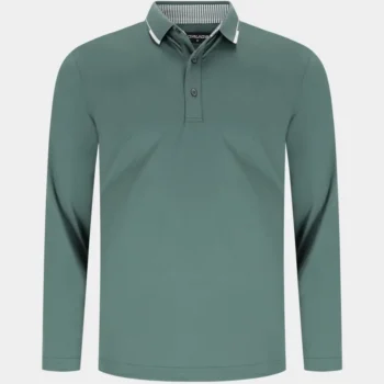 LEADER LONG SLEEVE POLO - SAGE/WHITE