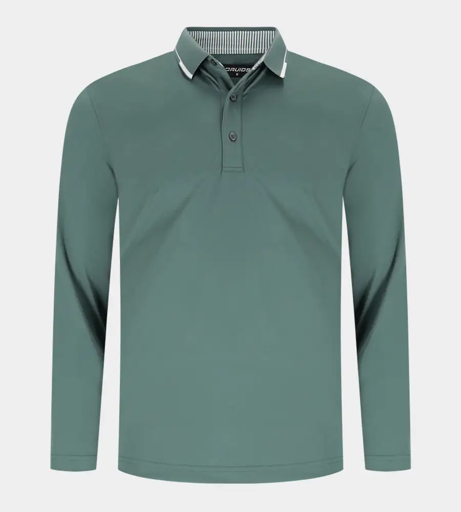 LEADER LONG SLEEVE POLO - SAGE/WHITE