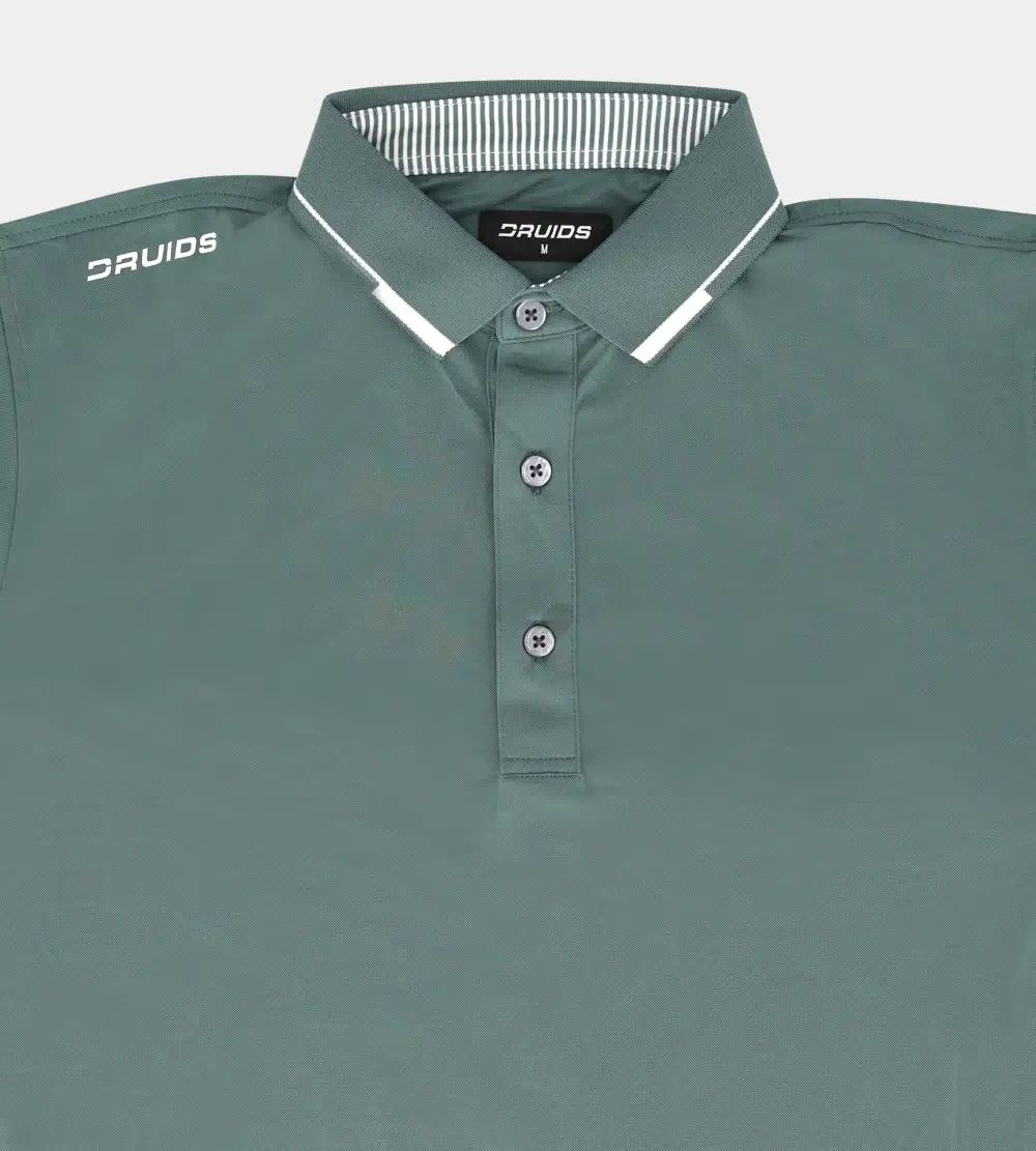 LEADER LONG SLEEVE POLO - SAGE/WHITE - Image 6