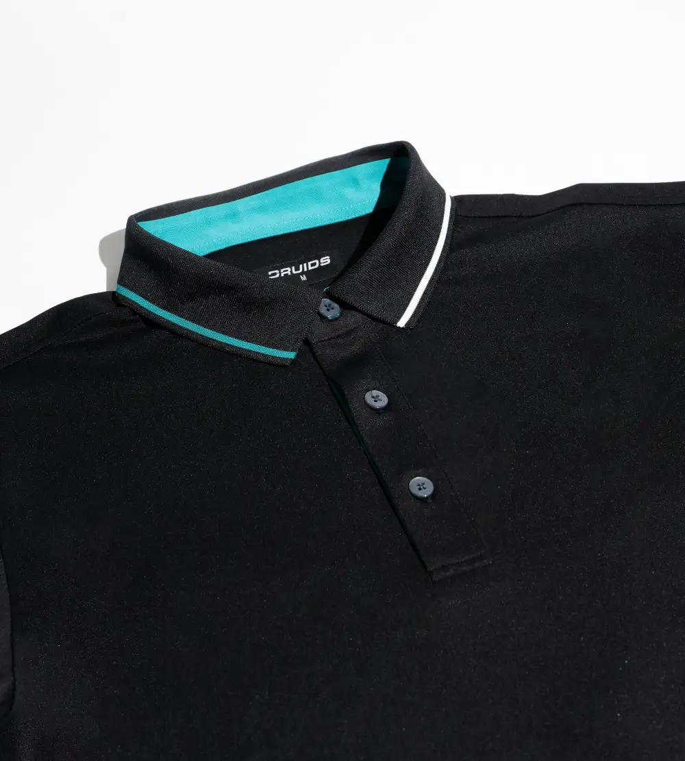 BAND LONG SLEEVE POLO - BLACK - Image 3