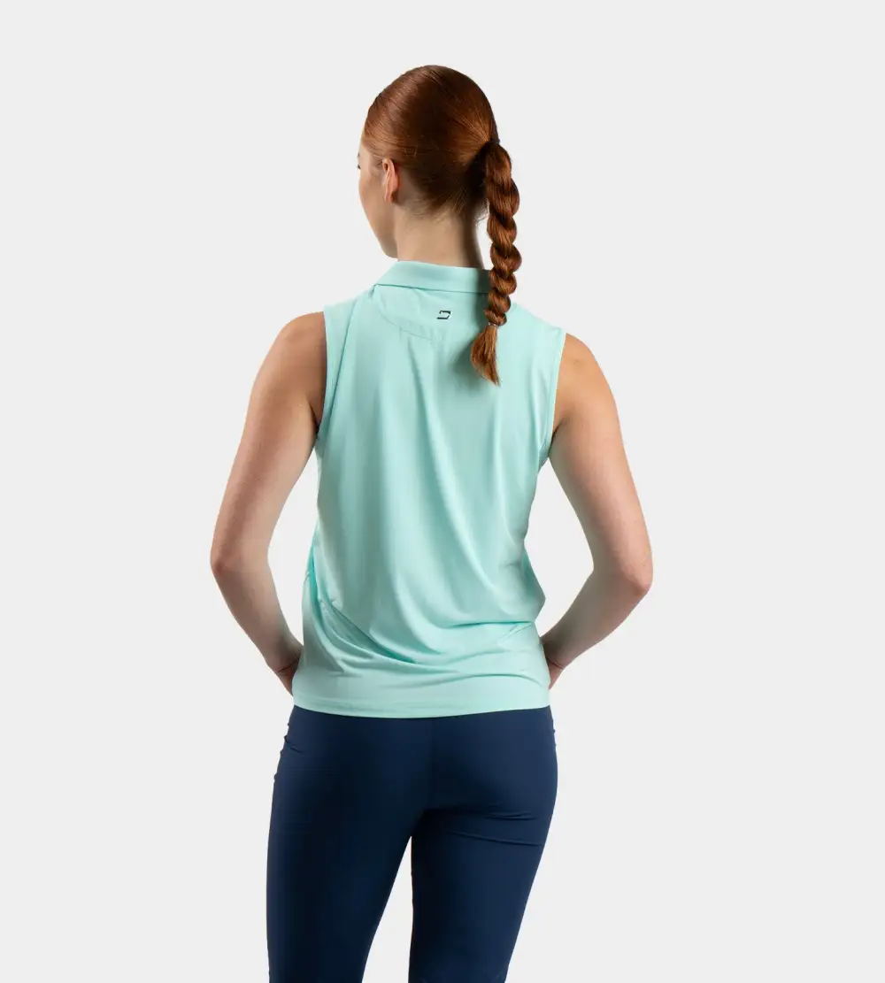 LADIES ELITE SLEEVELESS POLO - MINT - Image 3