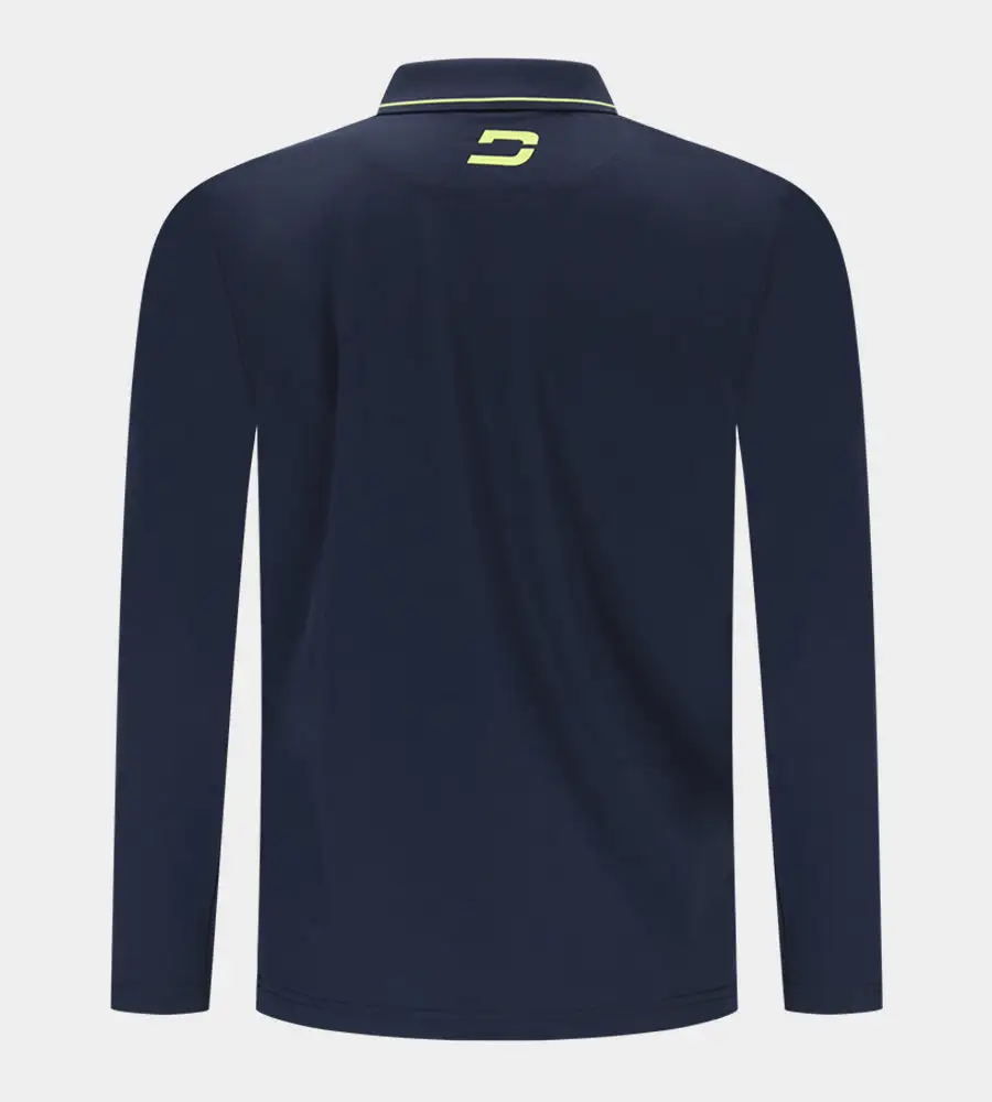 LEADER LONG SLEEVE POLO - NAVY/LIME - Image 2