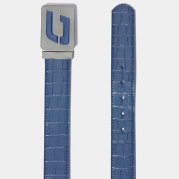 MEN'S CROC GOLF LEATHER BELT - NAVY (ONE SIZE FITS ALL)