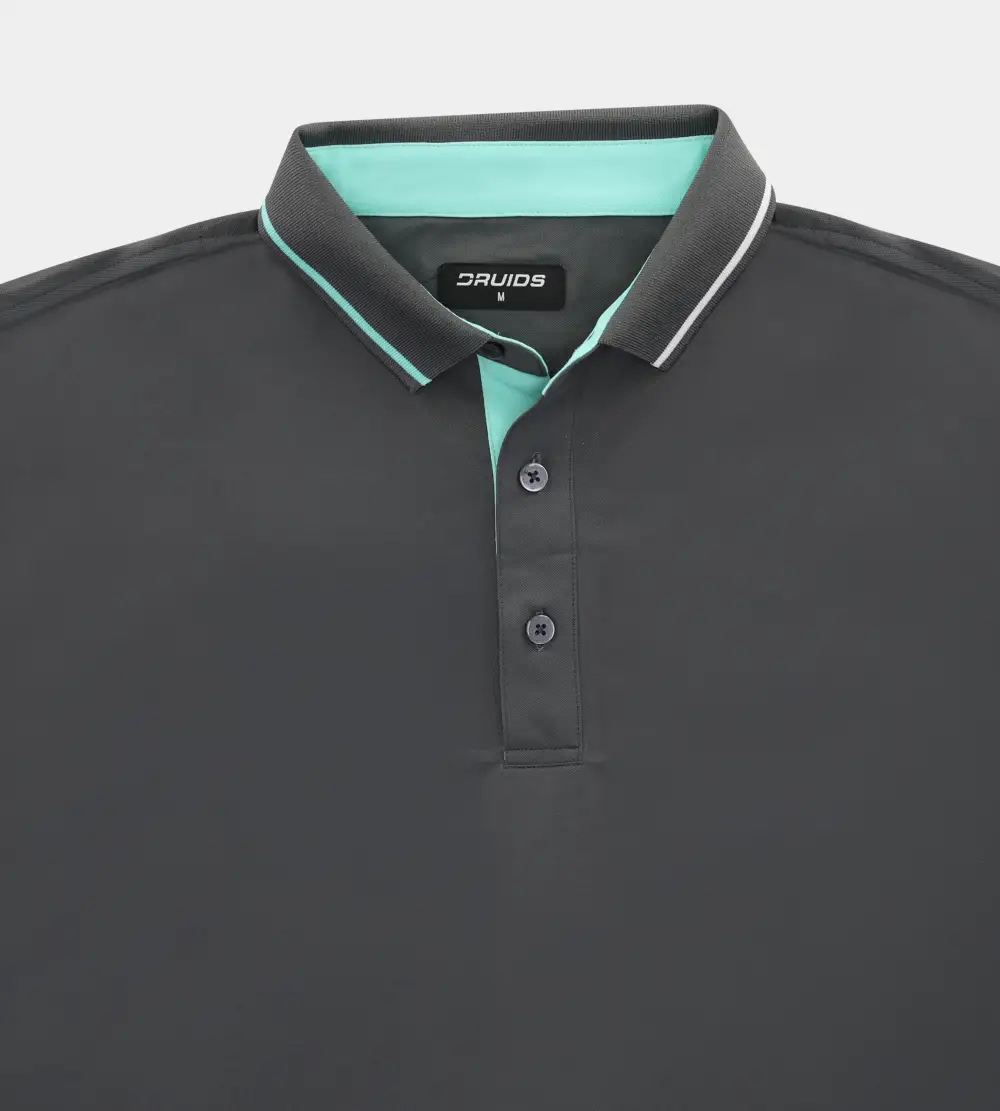 BAND LONG SLEEVE POLO - CHARCOAL - Image 3