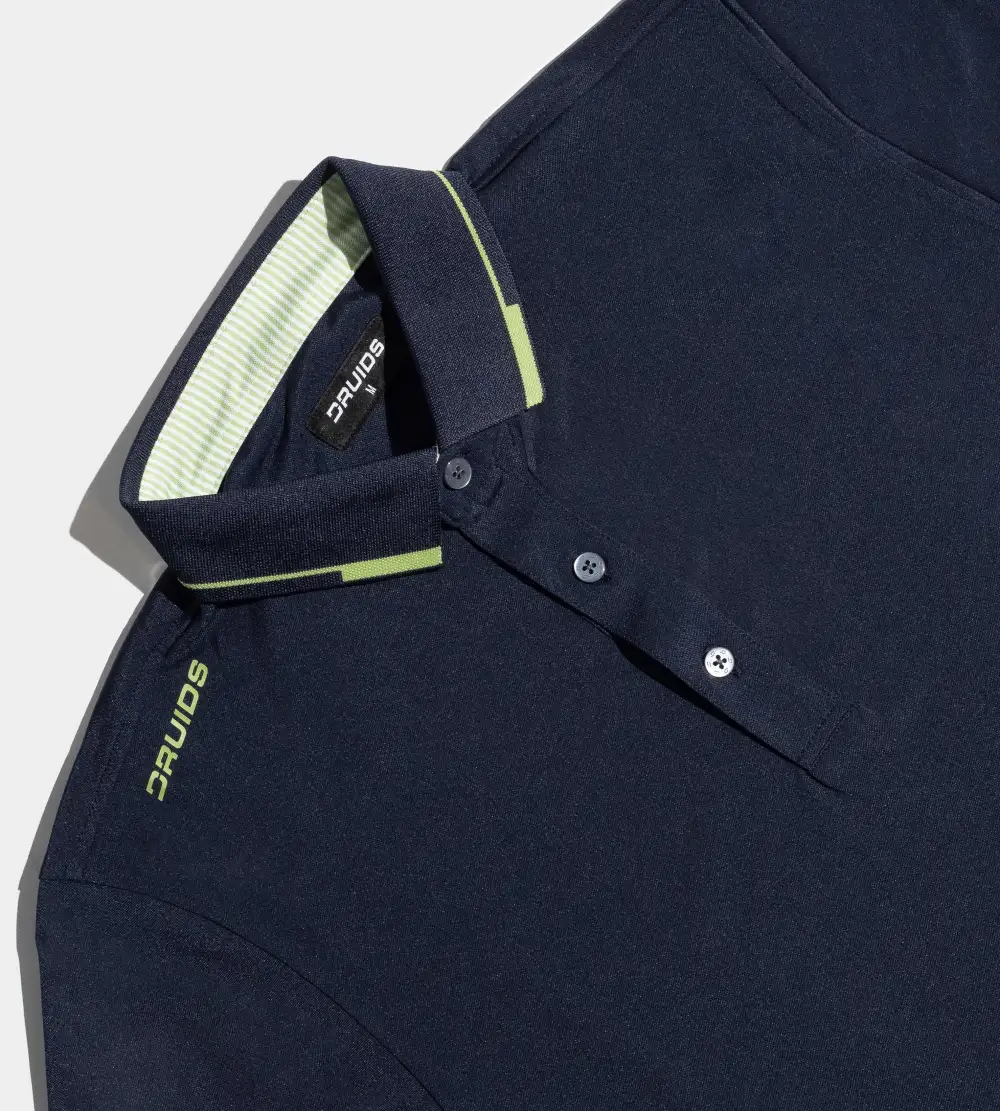 LEADER LONG SLEEVE POLO - NAVY/LIME - Image 3