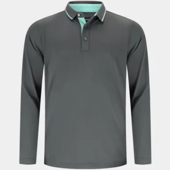 BAND LONG SLEEVE POLO - CHARCOAL