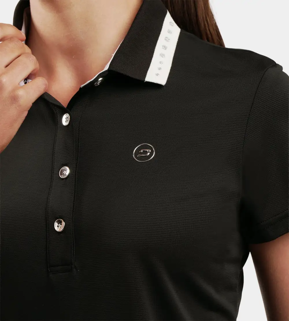 LADIES COUTURE POLO - BLACK - Image 3