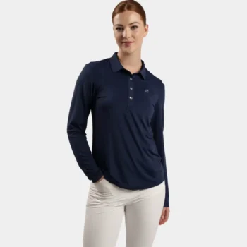 LADIES ELITE LONG SLEEVE POLO - NAVY