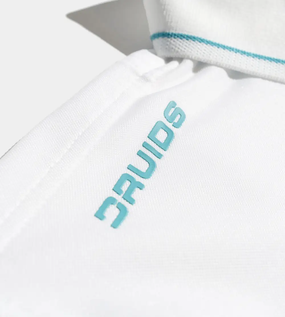 LEADER LONG SLEEVE POLO - WHITE/TEAL - Image 6