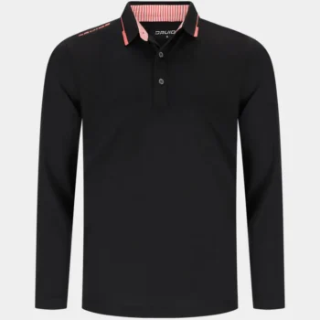 LEADER LONG SLEEVE POLO - BLACK/PINK
