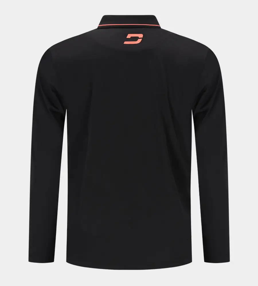 LEADER LONG SLEEVE POLO - BLACK/PINK - Image 2