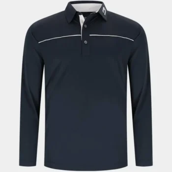 BLOCK PIQUE LONG SLEEVE POLO - NAVY/WHITE