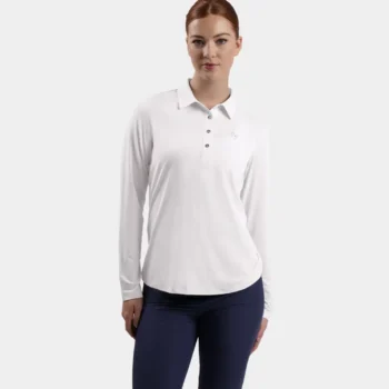 LADIES ELITE LONG SLEEVE POLO - WHITE