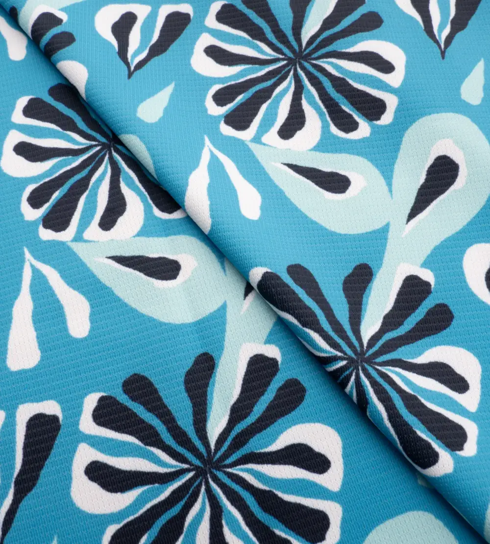 LADIES FLORAL SLEEVELESS POLO - TEAL - Image 5