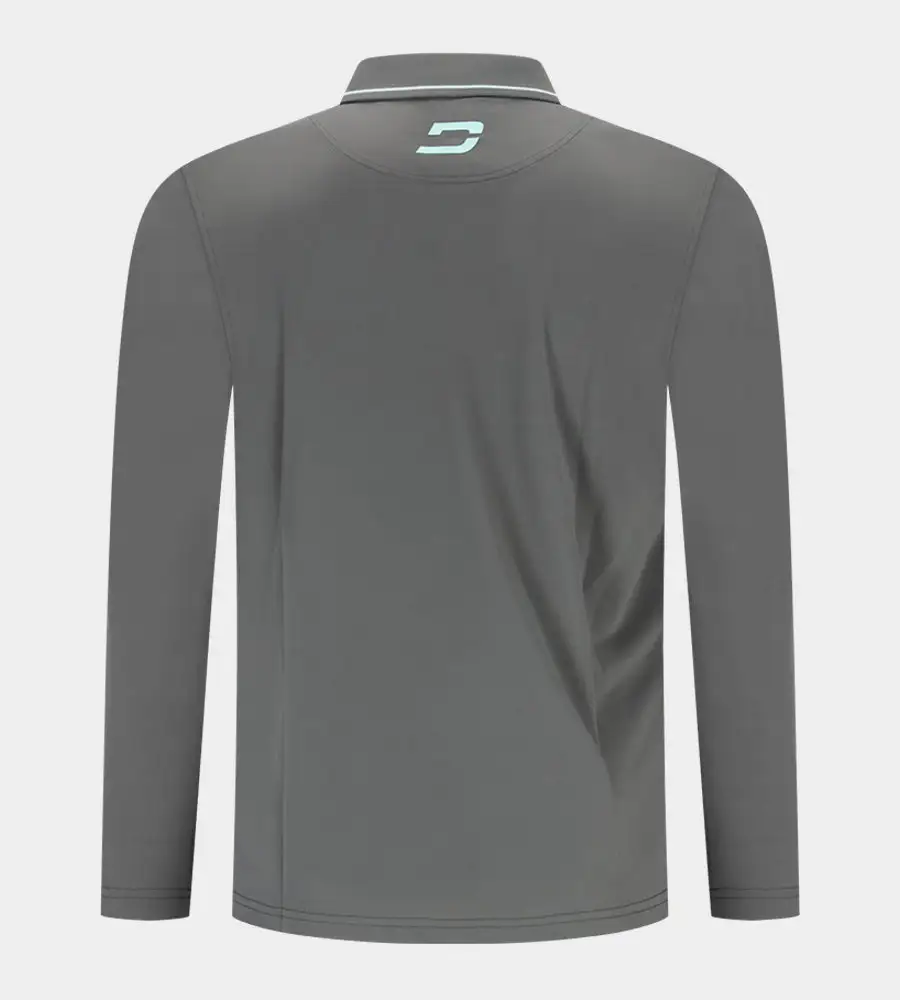LEADER LONG SLEEVE POLO - CHARCOAL/MINT - Image 7