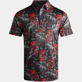 TIKI POLO - CHARCOAL / RED