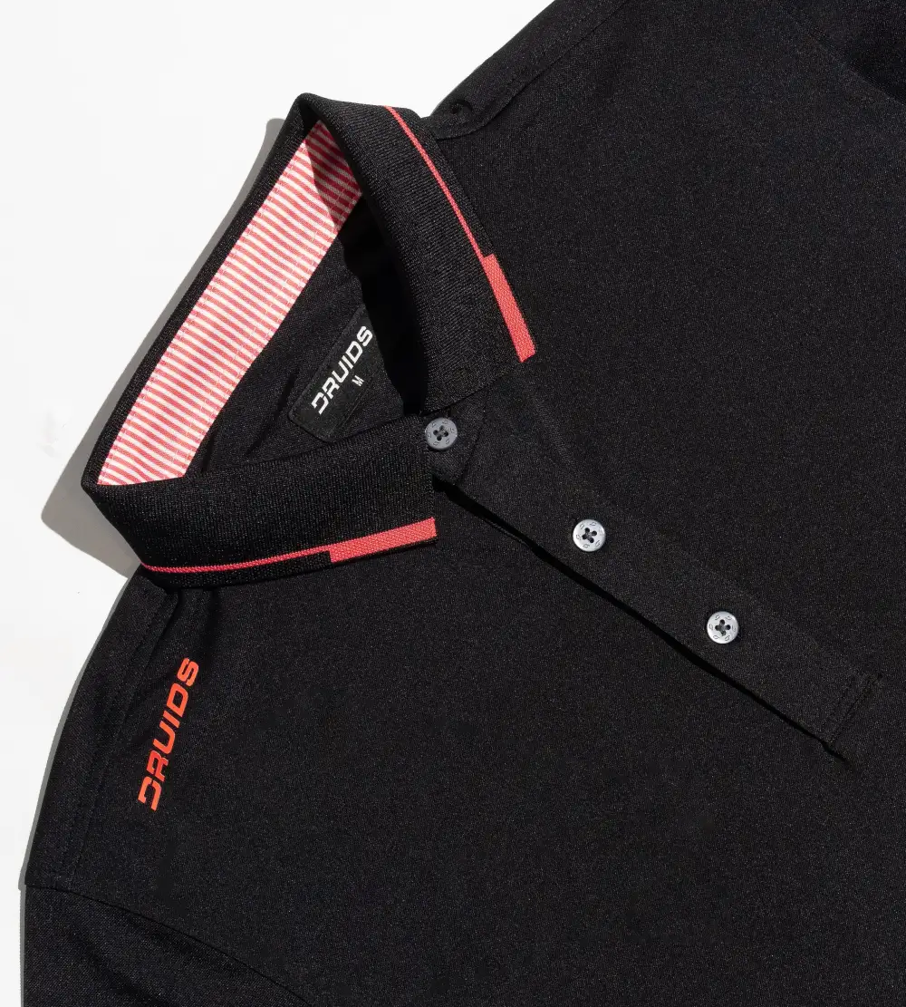 LEADER LONG SLEEVE POLO - BLACK/PINK - Image 3