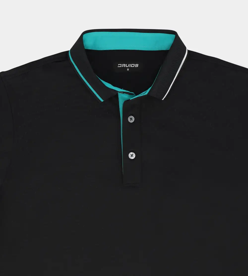 BAND LONG SLEEVE POLO - BLACK - Image 5