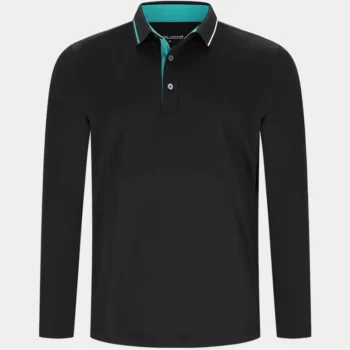 BAND LONG SLEEVE POLO - BLACK