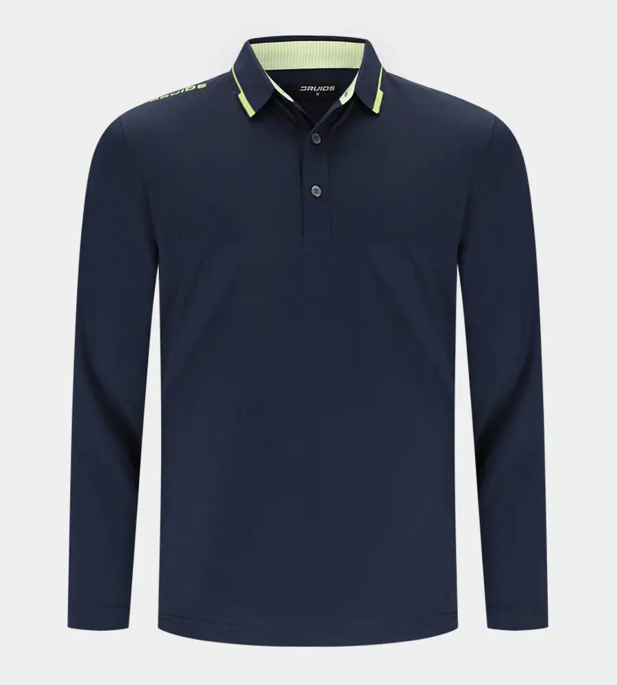 LEADER LONG SLEEVE POLO - NAVY/LIME