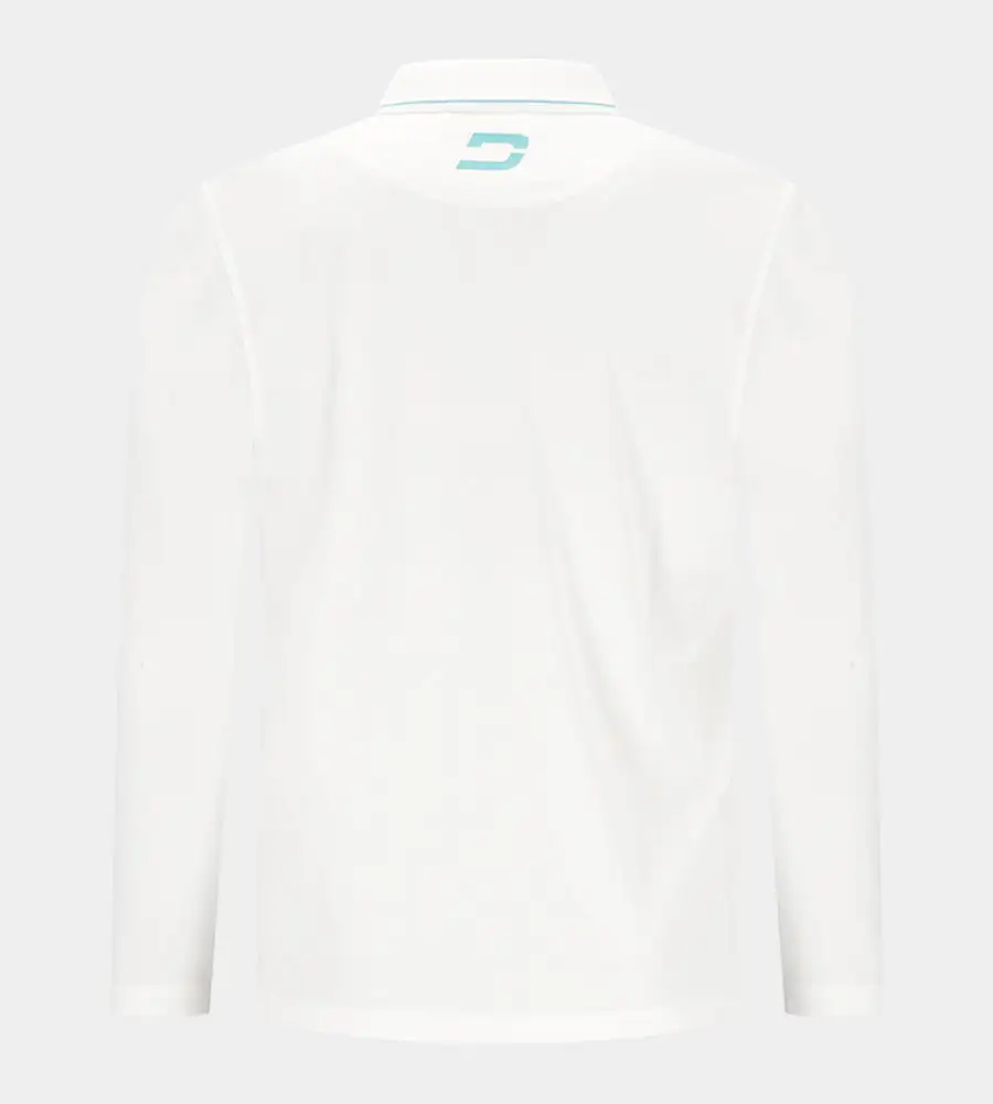 LEADER LONG SLEEVE POLO - WHITE/TEAL - Image 2