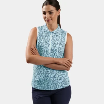 LADIES HEART SLEEVELESS POLO - BLUE