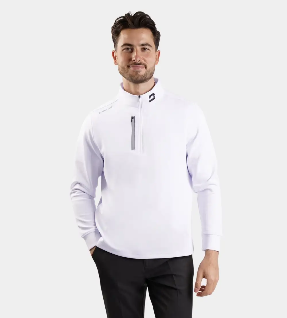 MEN'S ULTRA BLEND GOLF MIDLAYER 1/4 ZIP - WHITE - Image 3