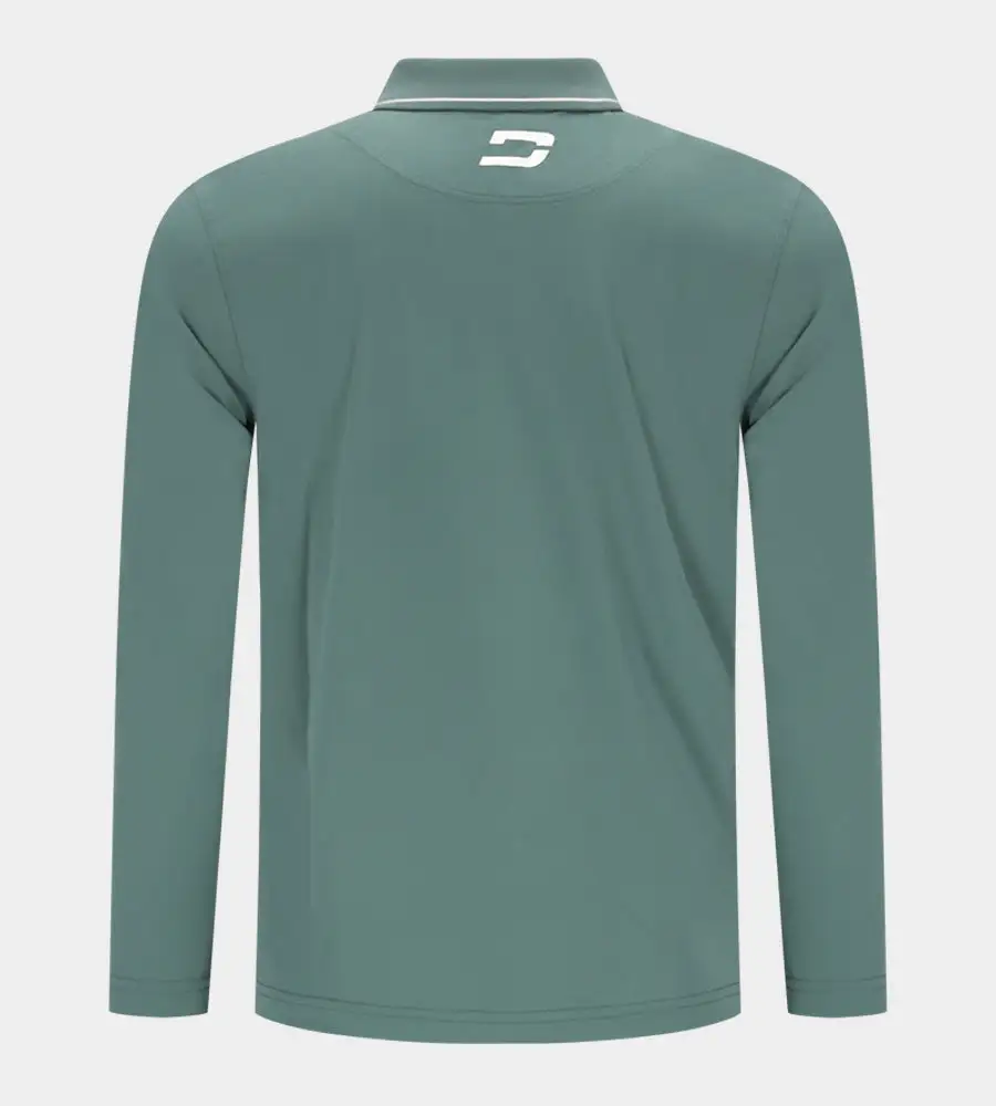LEADER LONG SLEEVE POLO - SAGE/WHITE - Image 2