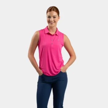 LADIES ELITE SLEEVELESS POLO - PINK